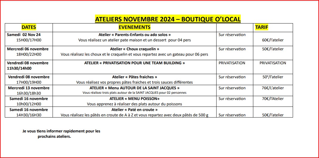 atelier novembre 2024